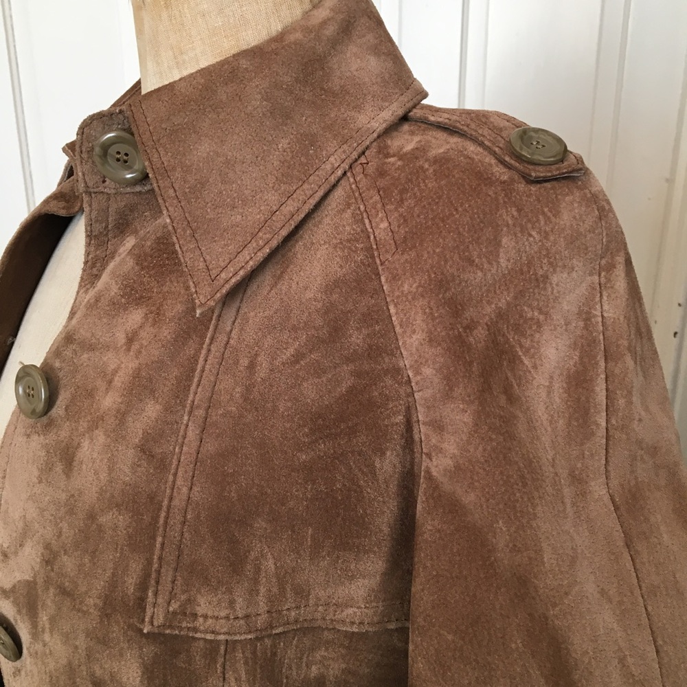 Lord & Taylor vintage Brown suede Leather Jacket trench coat